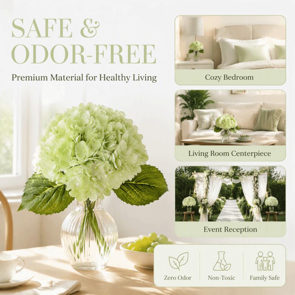 Silk Material Artificial Hydrangea Bouquet Wedding Hydrangea Stems  Office Decoration