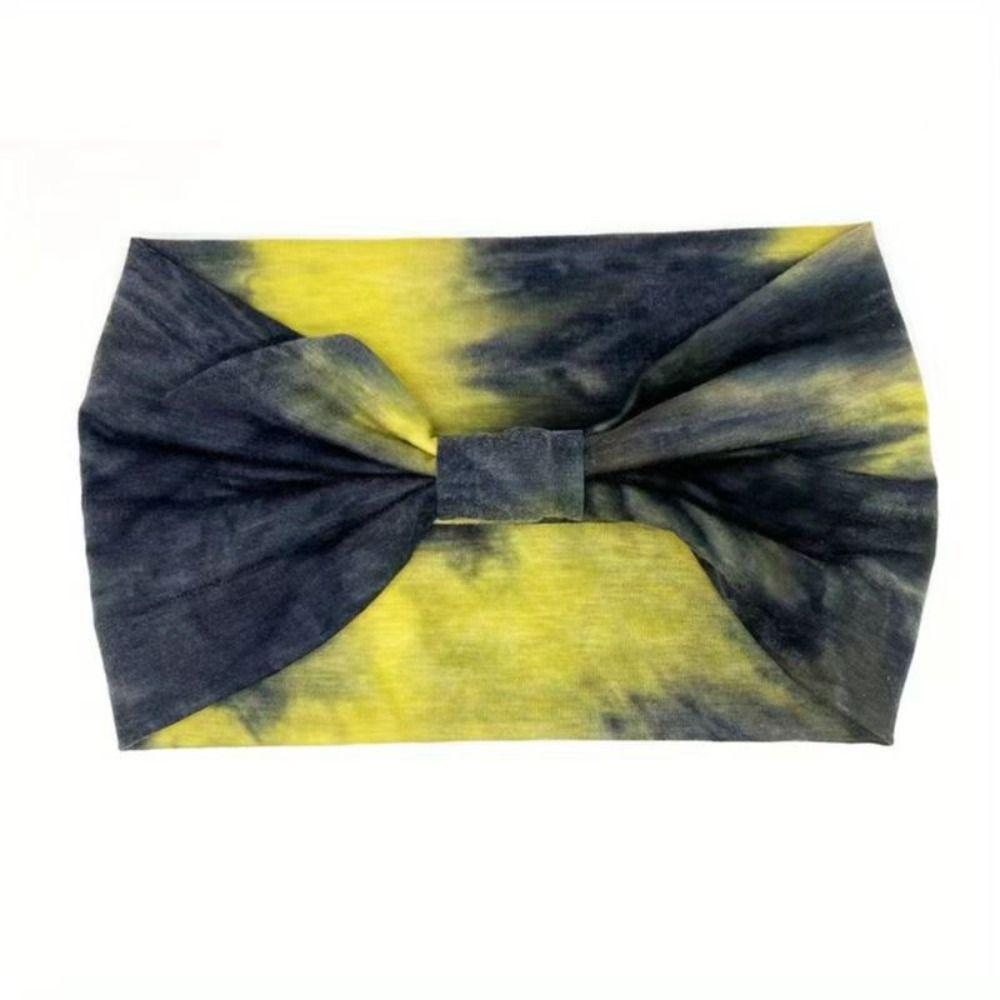 Colorful Tie Dye Headwrap Elastic Wide Headband Bowknot Turbans Cross Headband  Girls Ladies