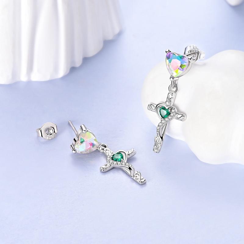 Cross Blessing Prayerful Wish-themed Blue Earrings for Women Girls Trendy Fashion Jewelry High Quality Dainty Elegant Gift
