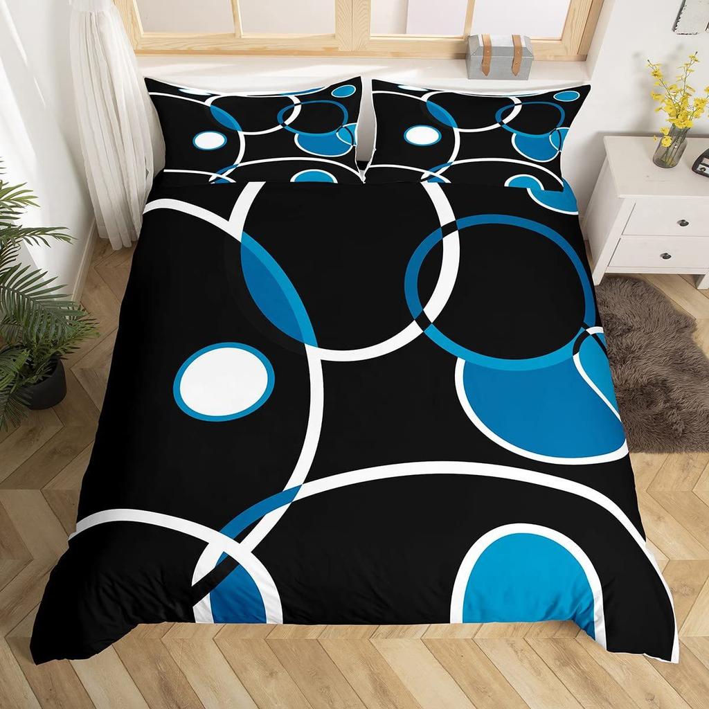 Modern Geometric Lines Three-Piece Quilt Cover Digital Printing Bedding Set Bed Cover