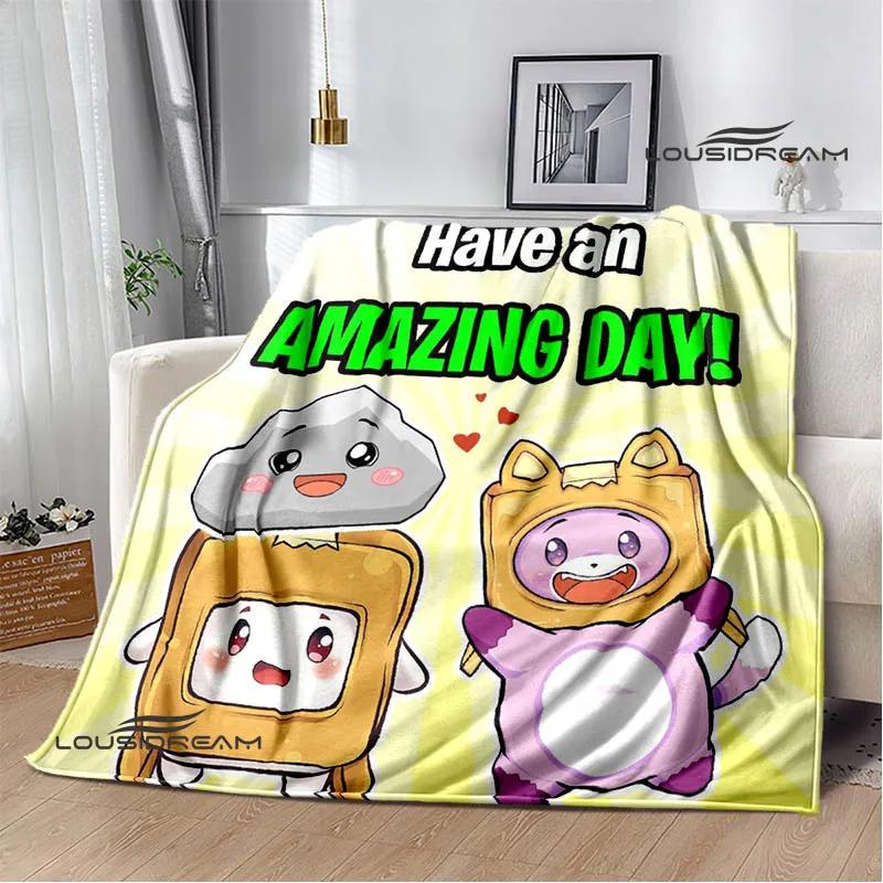 Lankybox Foxy Boxy cute Printed blanket picnic blanket Flannel Warm blanket Soft Cozy Blanket Home travel blanket Birthday Gift