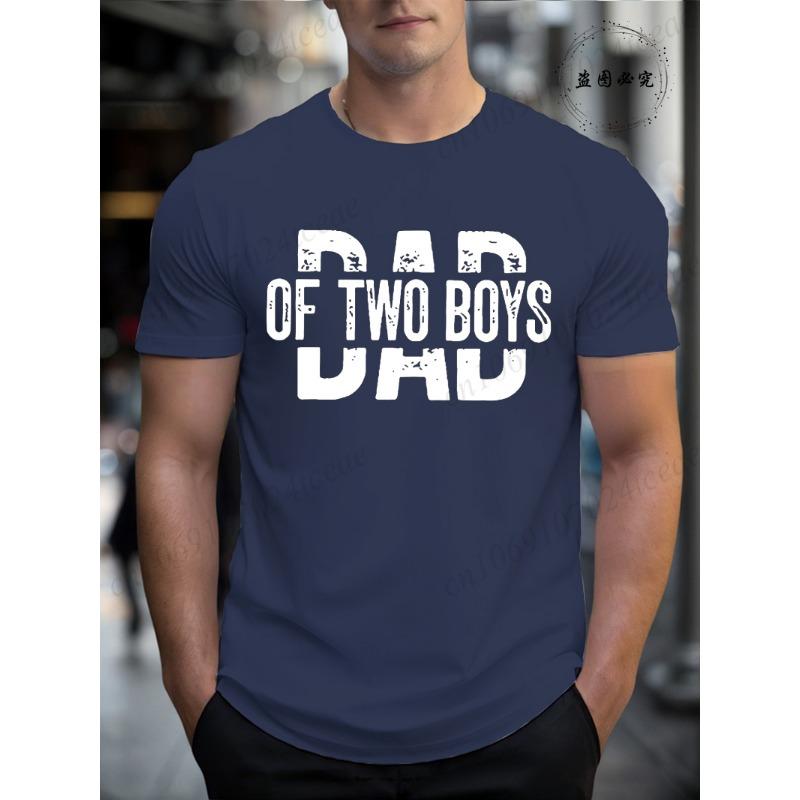 Funny Dad of Two Boys Printed T-Shirt for Men Short Sleeve Men's Clothing Graphic T Shirt Summer Fashion Mens Clothing Papa Gift