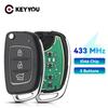 KEYYOU 3 Buttons For Hyundai IX35 IX25 IX45  Santa Fe 433MHz ID46 Chip Folding Flip Remote Car Key Control TOY40 Blade