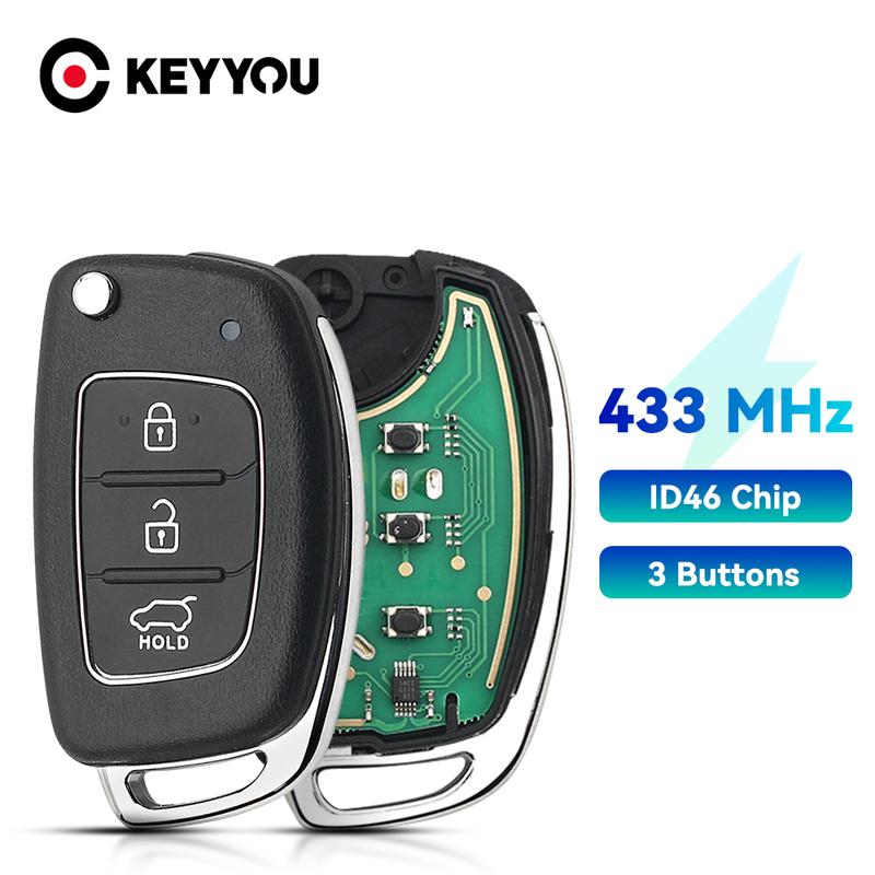 KEYYOU 3 Buttons For Hyundai IX35 IX25 IX45 Santa Fe 433MHz ID46 Chip Folding Flip Remote Car Key Control TOY40 Blade