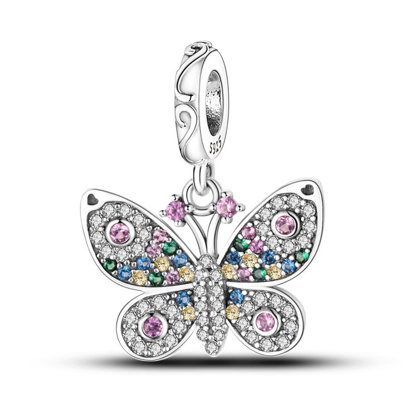 copper Plating Colorful Butterfly Insect Animal Charm Bead Charms Bead Charms Sparkling Zircon Compatible With Qikaola Authentic Bracelets Do It Yours