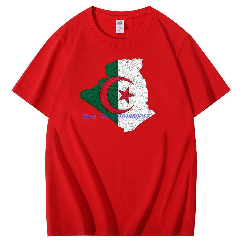 Algeria Algiers Flag Map Graphic T Shirts Summer Cotton Short Sleeve T Shirt Unisex New Shirts And Tshirts Print T Shirt