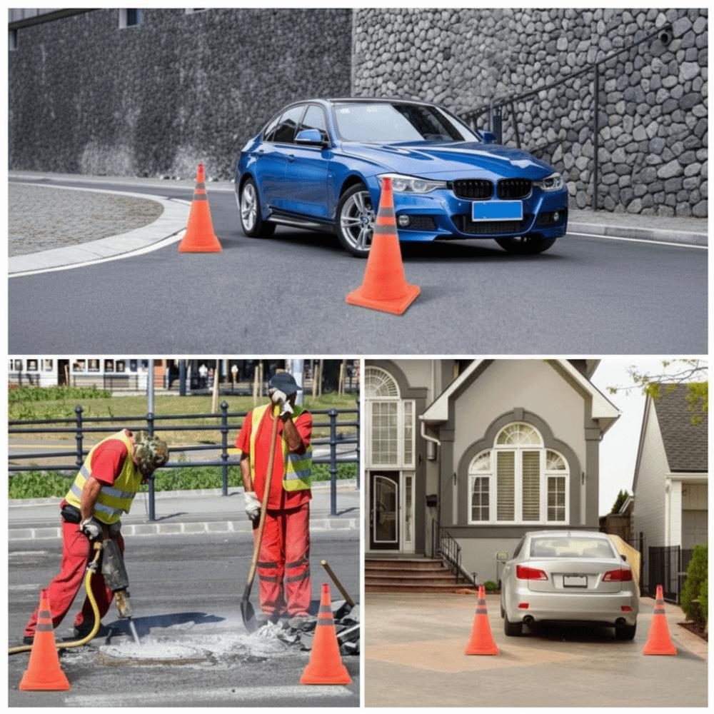 Foldable Design LED Light Reflective Cone Orange Color Telescopic Folding Cone Traffic Facilities