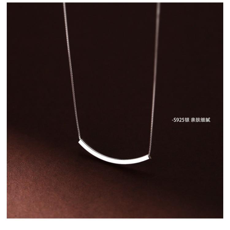 S925 Sterling Silver Necklace Simple and Fashionable Square Tube Chain Women's Chain Necklace