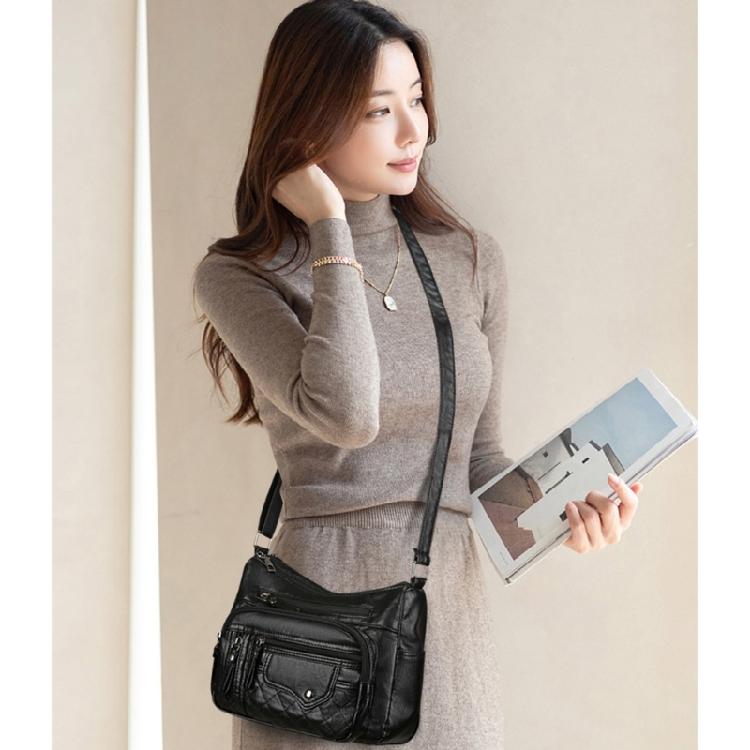 Leather Bag for Women Large Capacity Trendy Shoulder Bag Solid Color Bag