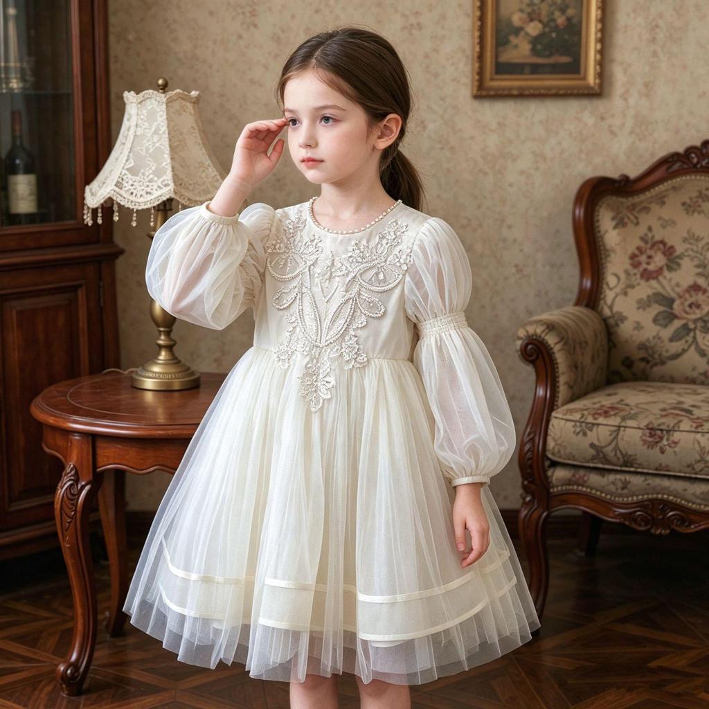 2026 Prinzessinnenkleid für Mädchen Frühling/Sommer - Hochwertiges voluminöses Kleid für Partys und Geburtstage