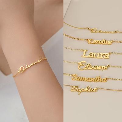 Gepersonaliseerde Naamarmbanden voor Vrouwen Verstelbare Roestvrijstalen Sieraden Gepersonaliseerde Handtekening Arabische Letter Pulseras Mujer
