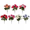 5-Head Design Artificial Geranium Flowers UV Resistant DIY Decoration Artificial Crabapple Blossom Silk Geraniums Flower