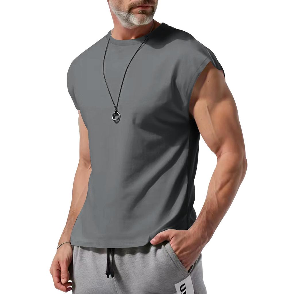 New Summer Vest Men Loose Casual Solid Color Thin T-shirt Men
