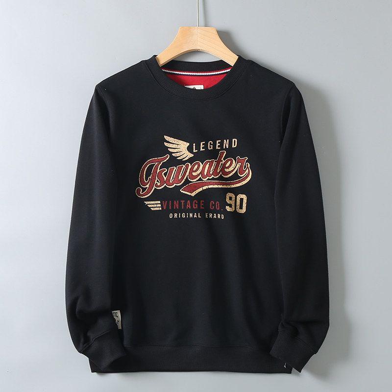 320g Heavyweight American-Style Terry Cotton Pullover Sweatshirt for Men, Spring and Autumn, Vintage Print, Long-Sleeve Casual Top