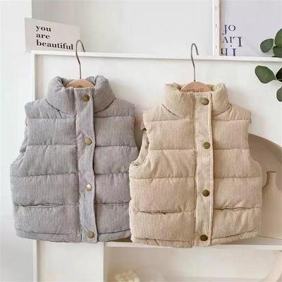 Children's Cotton Vest Autumn and Winter New Children's Clothing Solid Color Outer Wear Vest Boys and Girls Corduroy Stand-up Collar Vest