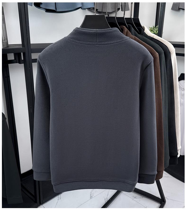 Men's Plush Half-Zip Stand Collar Fleece Sweatshirt for Autumn/Winter