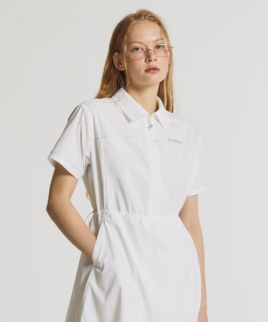 Nyuballanseu Nbnkg3W612 / Women Frozen Woven Stretch Collared Dress (White)