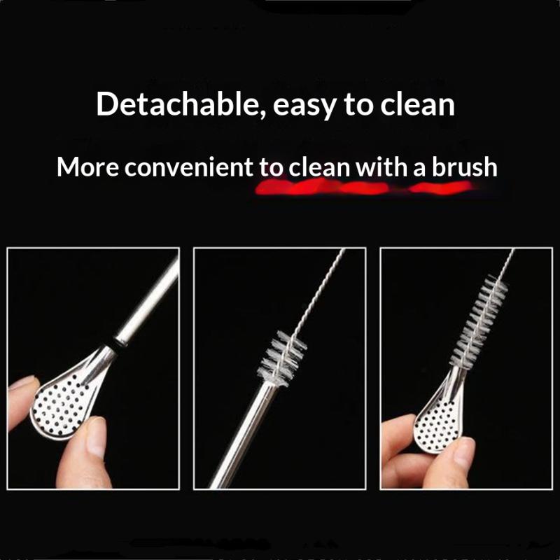 2/4/6Pcs Detachable Bombilla Filter Straw Stainless Steel Reusable Yerba Mate Tea Spoon Straw Bar Accessories