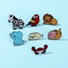 7 Styles Cartoon Mini Animal Enamel Brooches Cute Crab Elephant Snail Zebra Parrot Lion Shaped Pins For Women Girls Badge