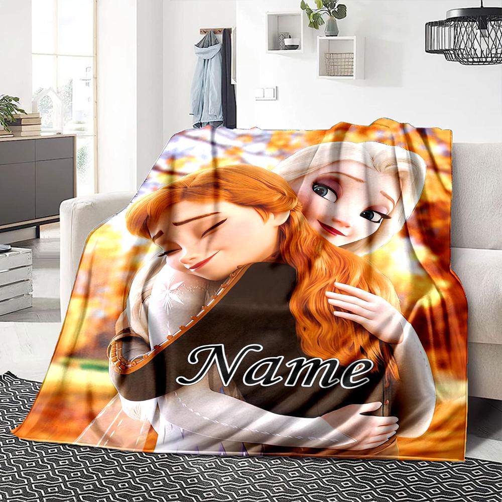 Custom Name Elsa'S Winter Fantasy Party Blanket For Couch Bed Plush Cozy Fuzzy Blanket Super Soft Warm Blankets For Fall And Winter 091665
