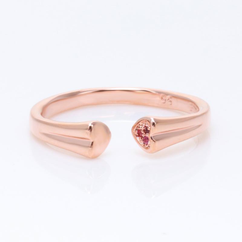 Rose Gold Open Heart Ring - European & American Style Women's Fashion Ring