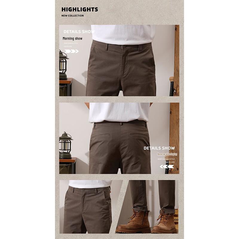 ROMON Men's Loose Straight Casual Workwear Pants