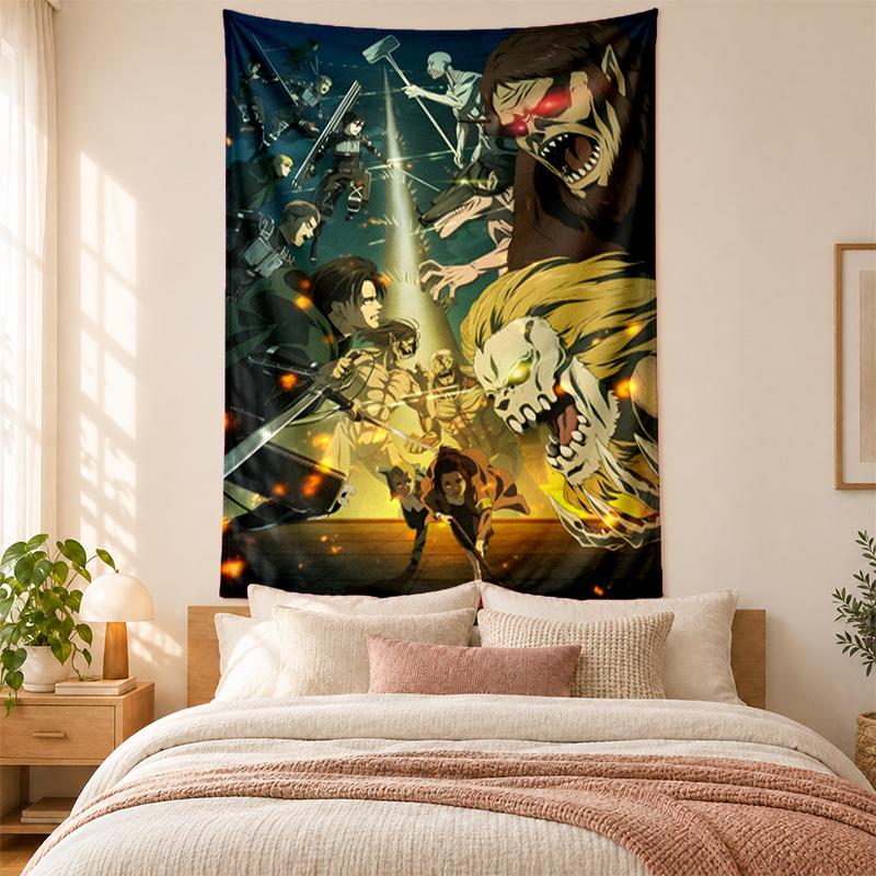 Tapestry Attack on Titan wysokiej jakości do dekoracji salonu sypialni ścian akademika idealne jako dekoracja ścienna do sypialni lub prezent świąteczny