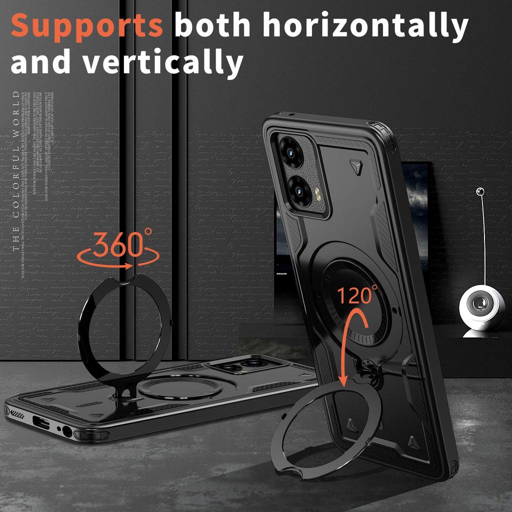 For Moto G 2024/Moto G PLAY/G POWER/G STYLUS/G13/G23/G53/MOTO EDGE Rotating Magnetic Ring Holder, Phone Case Protective Cover