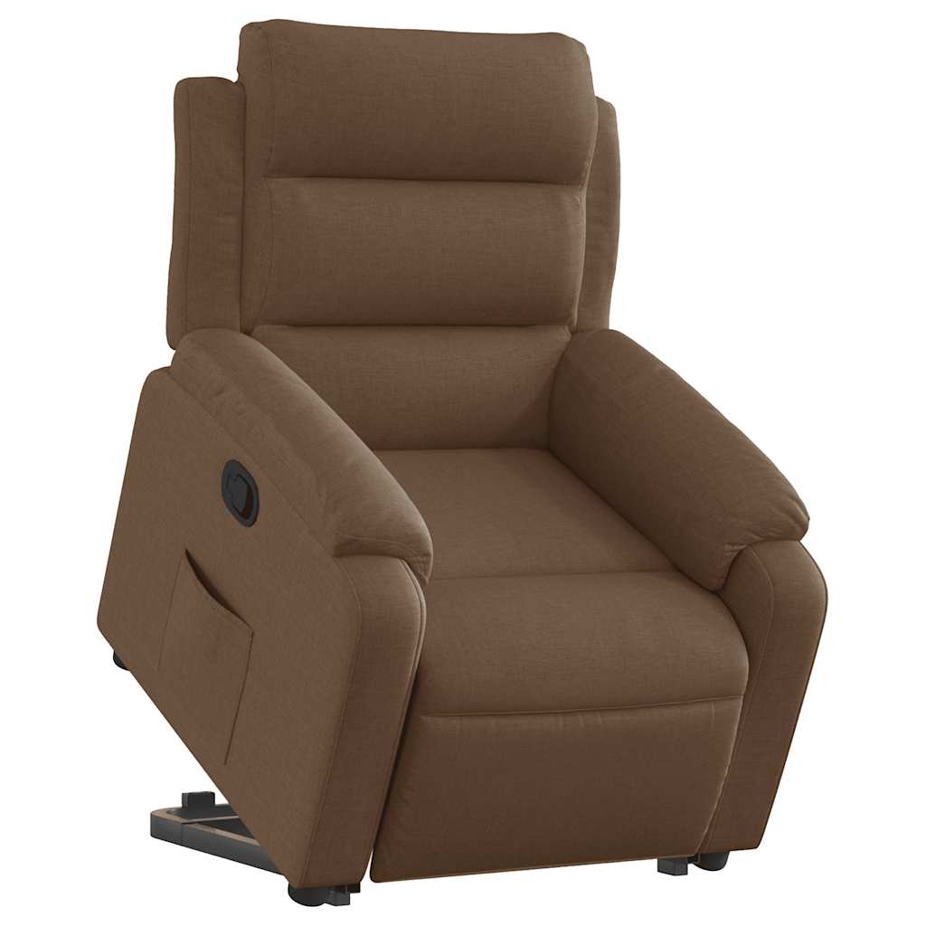 Recliner Chair with Lift Assistance Brown Fabric
