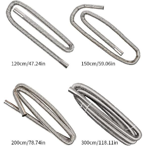 EKDJKK Parking Air Heater Exhaust Pipe, Stainless Steel Exhaust Pipe Inner Parking Air Heater Fuel Tank Diesel-Gas Vent Hose (Size:120Cm/47.24In)