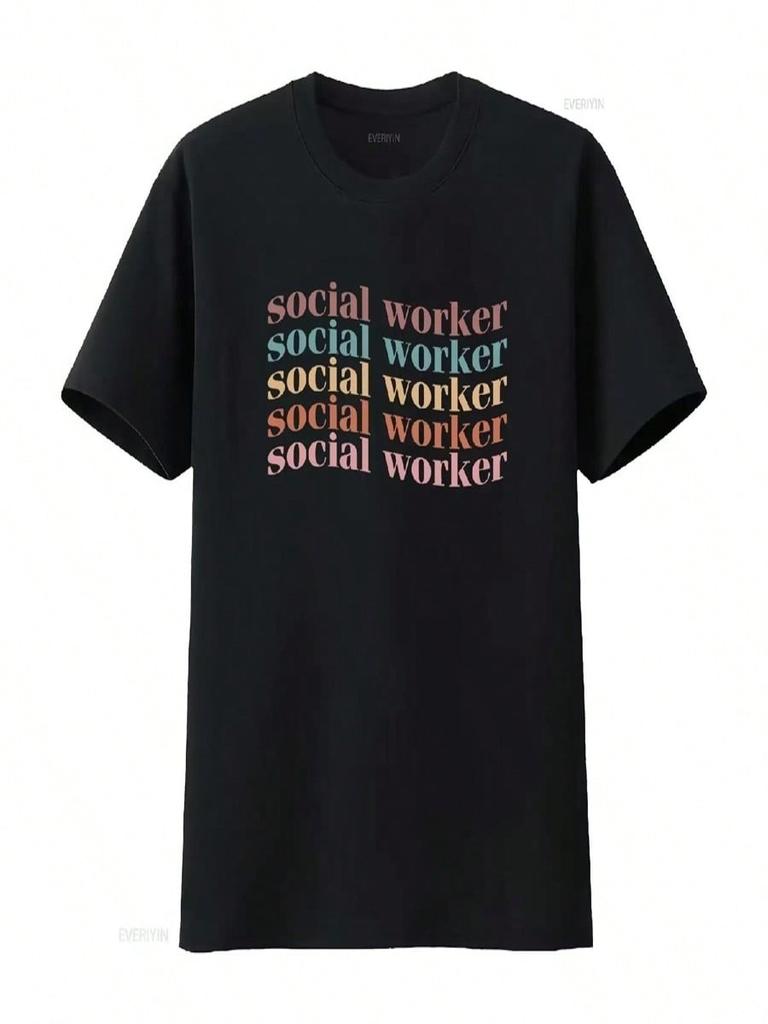 Social Worker T Shirt Work Graduation Thank You Vintage Washed Comfortable Breathable Fashion Slightly Unisex Casual Stylish