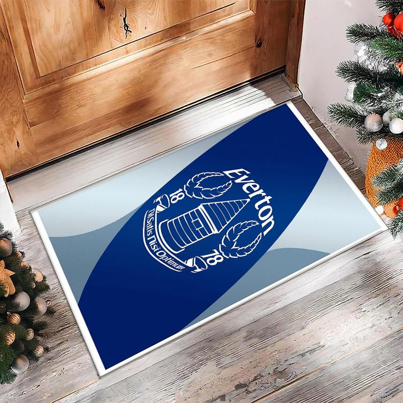 Everton Football Print Crystal Velvet Rug, Comfortable Water Absorbent Non Slip Indoor Floor Carpet