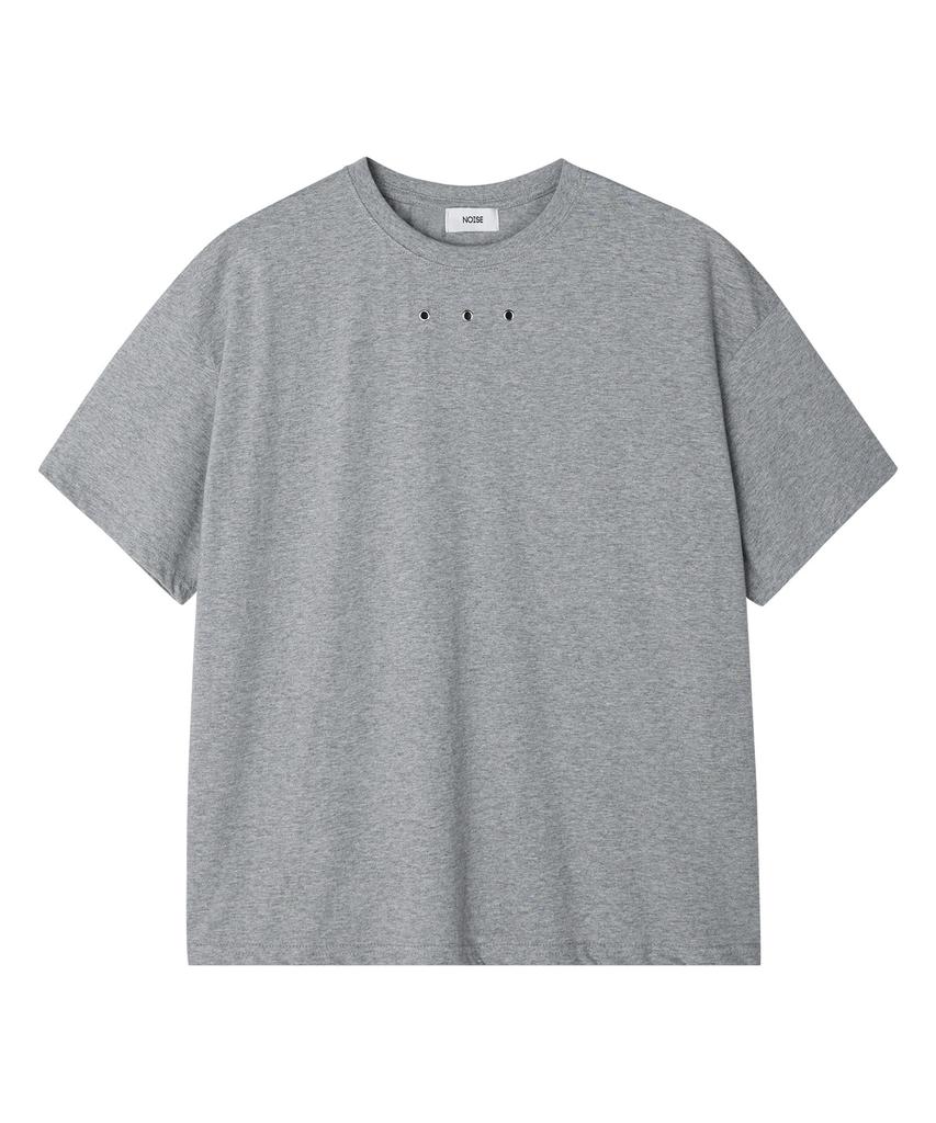 NOISE Eyelet Crop Short Sleeve T-Shirt - Gray
