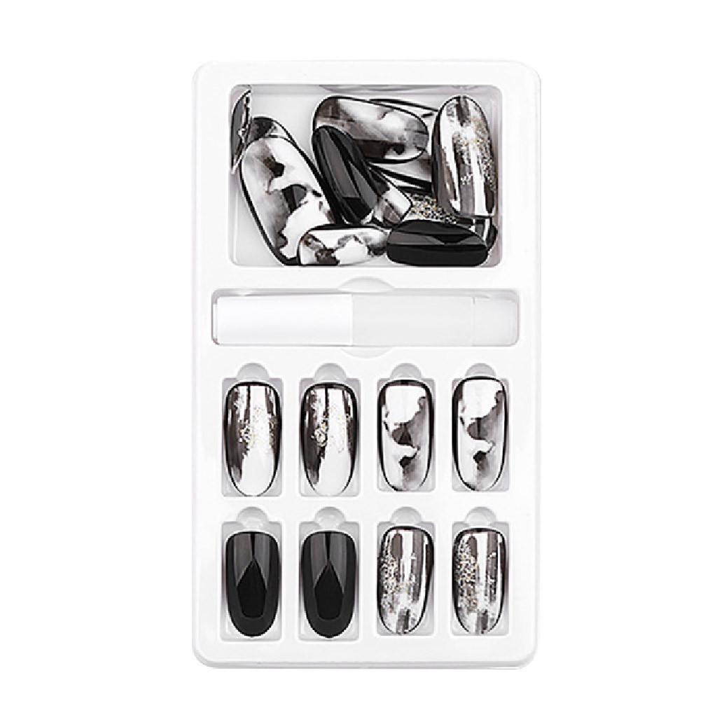 

Fake Nails Reusable Stick Nails Press Full Cover False Nail Tips 24PC