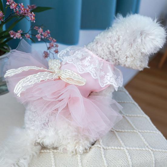 Sjikk Snøring Sløyfe Dekor Hudvennlig Hundekjole Valp Kattunge Prinsesse Bryllupstilbehør