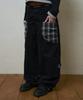 Lujeoseukeulleob Check Patch Wide Cotton Pants Black