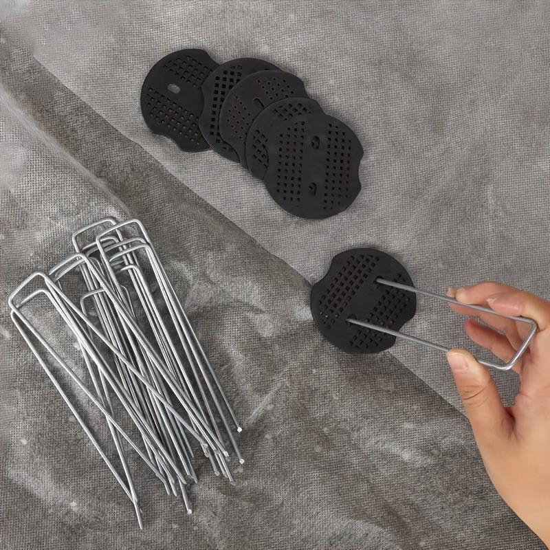 200pcs 100 Heavy Duty U Shaped Ground Stakes 100 Washers for Outdoor Tents Garden Fabric Landscape Weed Control Fabric High Strength Lawn Anchoring