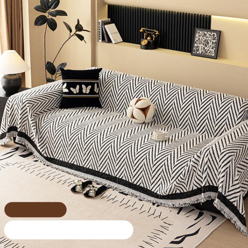 2025 Neuer Fischgrätenmuster Sofaüberwurf Vollbezug Plüsch Couchkissen für Vier Jahreszeiten Nordisch Dick Doppelseitig Nutzbares Sofa Handtuch