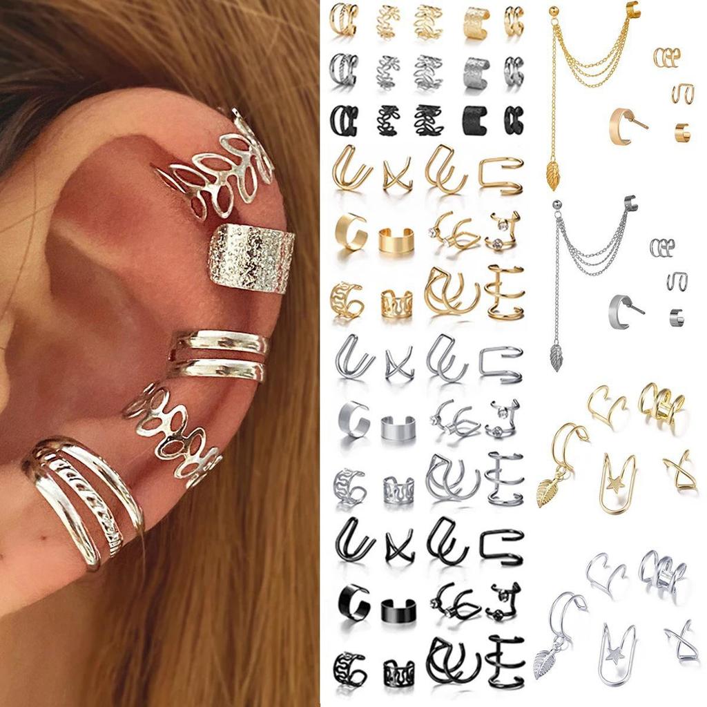 Creative No-Piercing Ear Cuff Set: Multi-layer C-shaped Clip with Niche Design