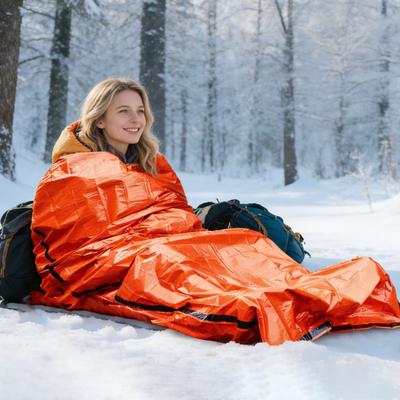 Sacco a Pelo d'Emergenza Impermeabile Portatile Coperta Termica Leggero Zaino da Campeggio all'Aperto Zaino da Trekking Sacco Bivacco per Adulti