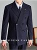 Men's Old Money Double-Breasted Striped Suit Set - Business Casual, High-End Professional Attire for Formal or Wedding Events