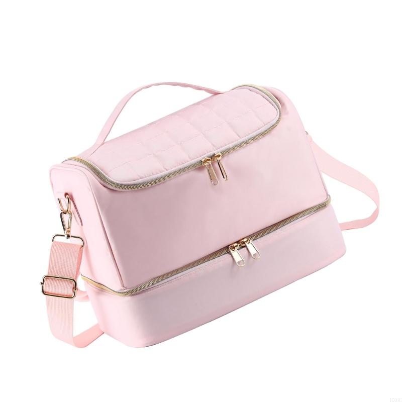 Detachable Polishes Storage Bag With Double Layer Compartments Large Capacity For 20 30 Bottles And Tools Black Gold HX6C