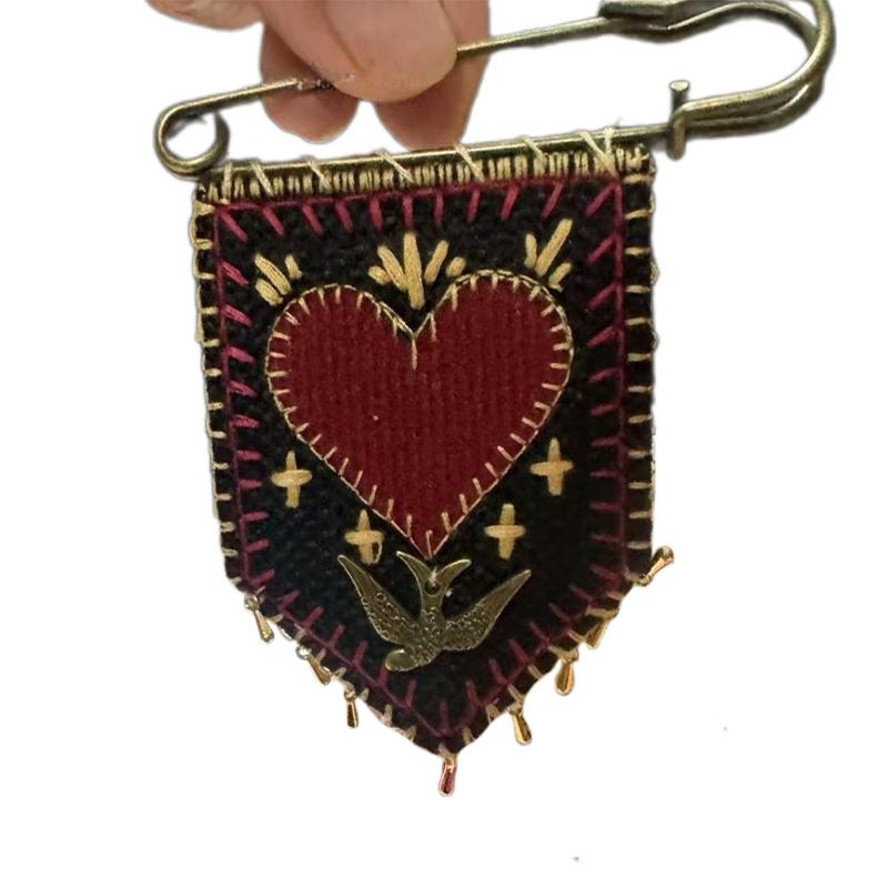 Hope'S Protection Pocket With Rosemary Hand Embroidered Protection Pocket Pin Holds Love Notes Or Any Talisman, Talisman Brooch