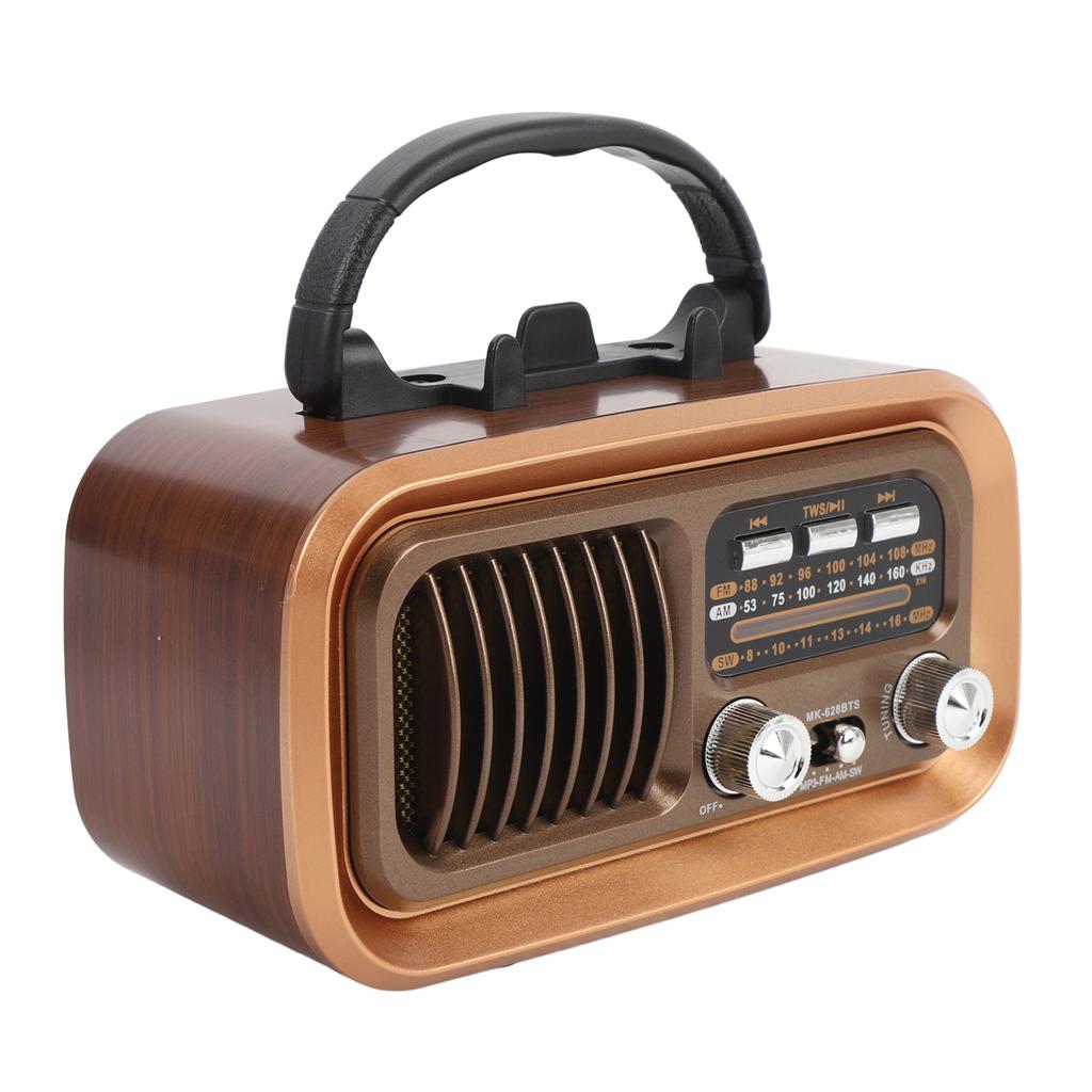 Retro Radio with   Spker Memory Card USB Playback Solar Battery Powered Rechargble Portable AM FM Radio for Outdoor Camping