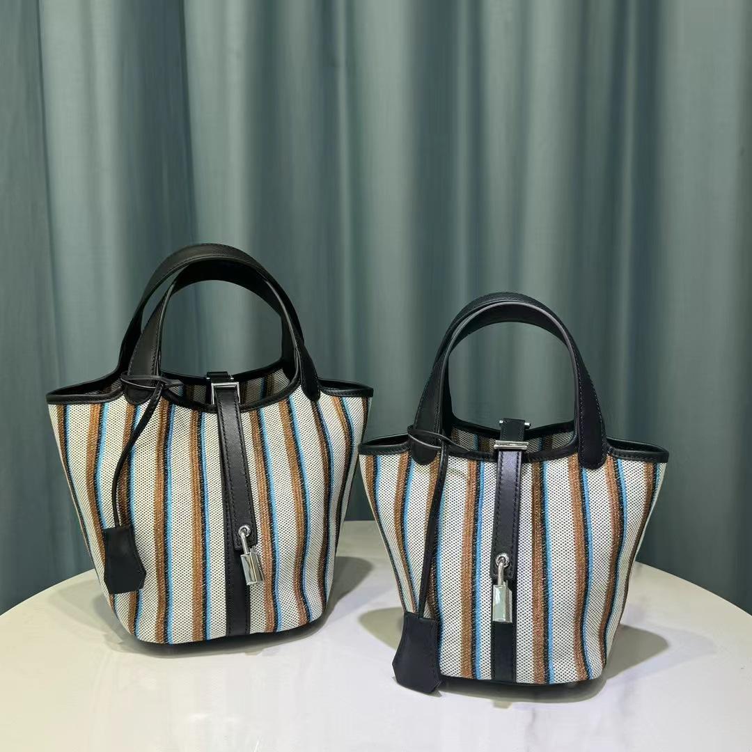 

2025 Новая Холщовая С Кожаной Корзиной Для Овощей Сумка Большой Вместимости Универсальная Кожаная Женская Сумка Для Езды На Работу 14x13x14cm