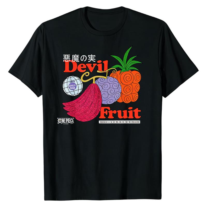 

Devil Fruit One Piece TShirt Pirate Power Graphic Print Crew Neck Soft 100 Cotton Comfortable Daily Wear Street Style Tops S