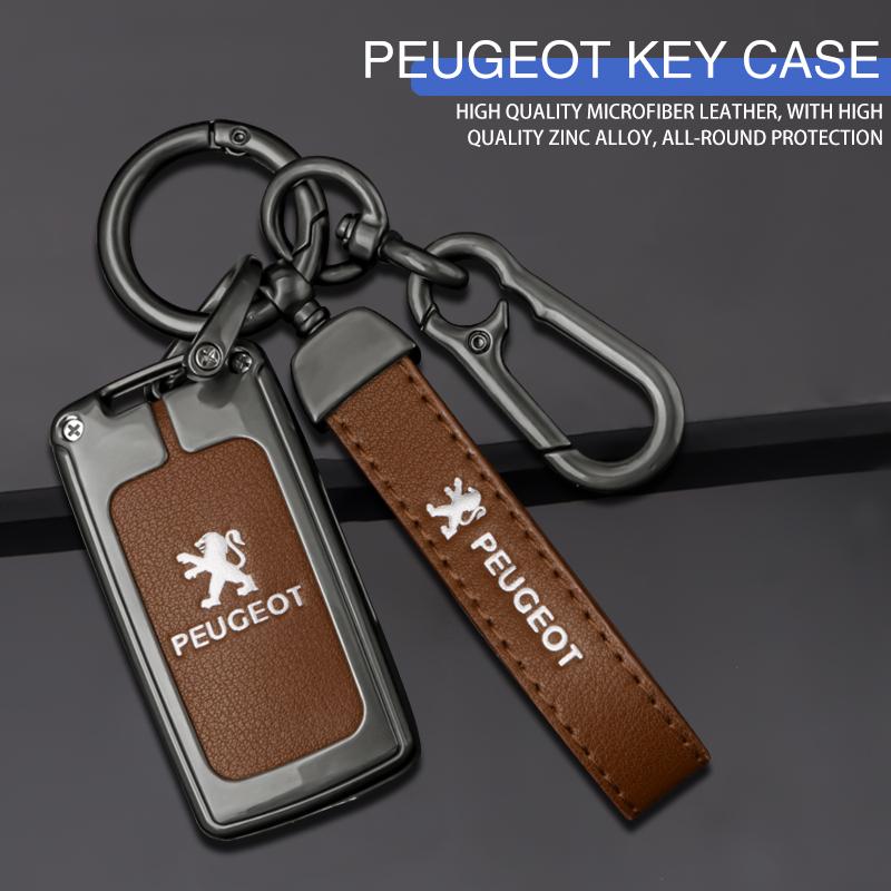 Zine Alloy Car Key Case Key Bag Shell Cover Protector Fob For Peugeot 107 307 308 407 607 3008 5008 Keychain Styling Accessories