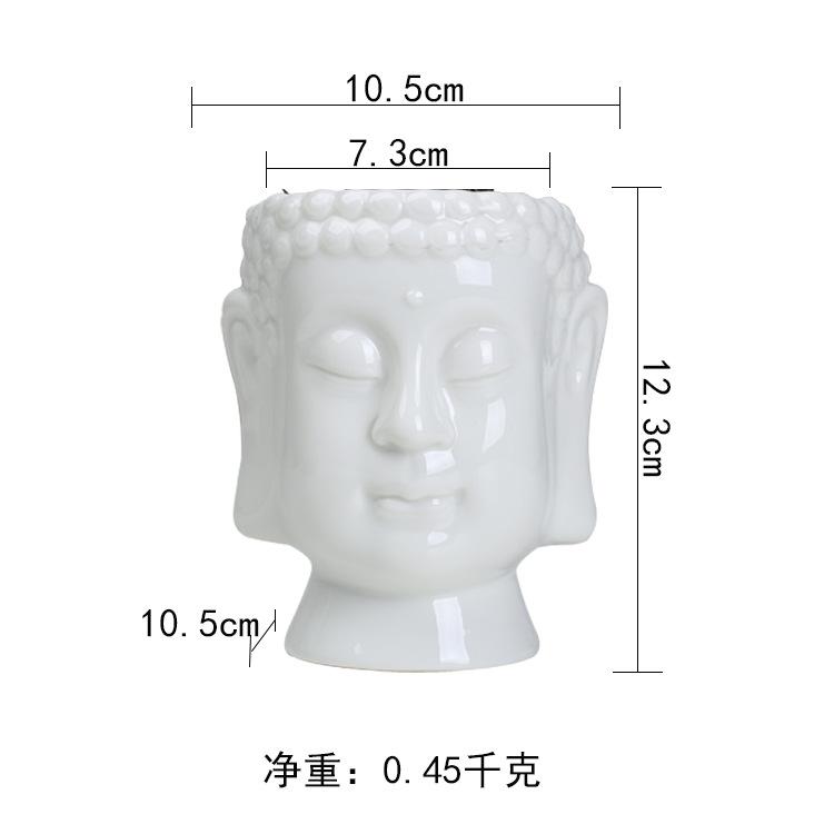 Ceramic Succulent Flower Pot White, Simple Desktop Creative Green Plant Buddha Flower Ornament White