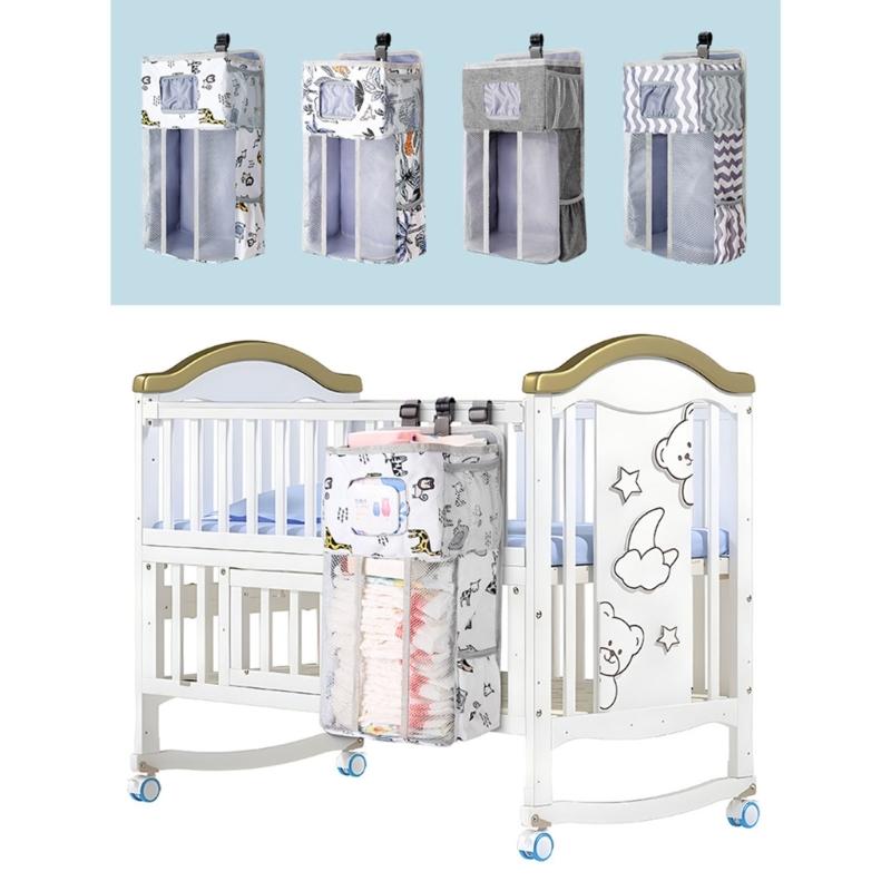 Multifunkční organizéry na pleny z oxfordské látky pro skladování u postýlky, pevná závěsná taška s bezpečným dvojitým hákem