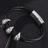 Men Skull Charm Bracelet Punk Genuine Leather Weave Bracelet Fashion Male Jewelry Best Friend Gift